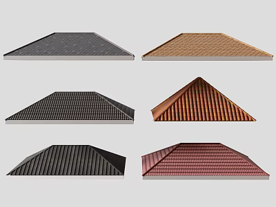 Roof Components With Various Designs Different Colors And Shapes For Buildings 3d model