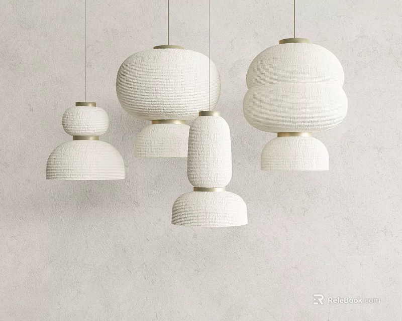 Modern White Textured Chandeliers With Unique Designs For Contemporary Home Decor 3d model 
