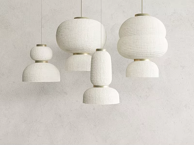 Modern White Textured Chandeliers With Unique Designs For Contemporary Home Decor 3d model