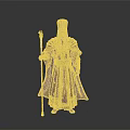 Man In Purple Royal Robe With Golden Crown And Scepter Standing