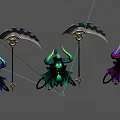 Dark Fantasy Horned Game Movie Character With Scythe And Multiple Color Variants