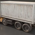 Yellow Cargo Truck With White Container Body And Multiple Wheels 3d model