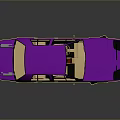 Purple Sedan Car with Four Doors Beige Interior on Gray Background and Reflective Surface