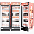Beverage Display Refrigerators With Red Glass Doors Stocked With Various Drinks 3d model