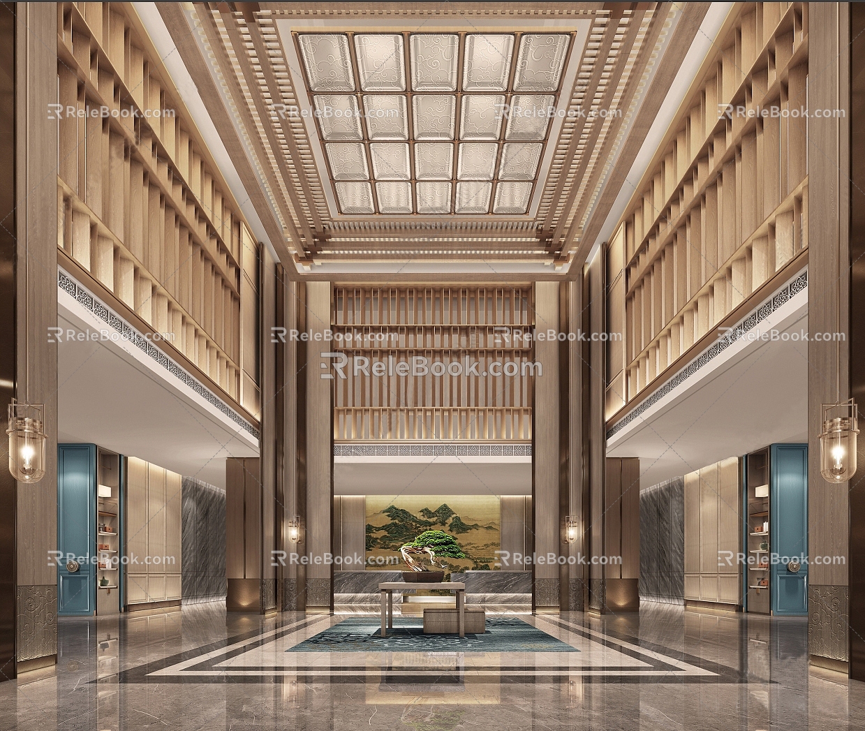 New Chinese Hall Hotel Lobby 3d model