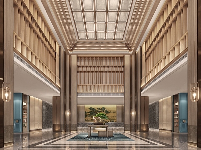 New Chinese Hall Hotel Lobby 3d model