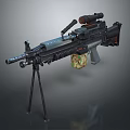 Tactical Machine Gun With Tripod Scope And Magazine For Combat Operations