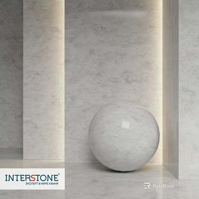 Minimalist Modern Marble Sphere Structure With White Marble Walls And Soft Lighting 3d model 