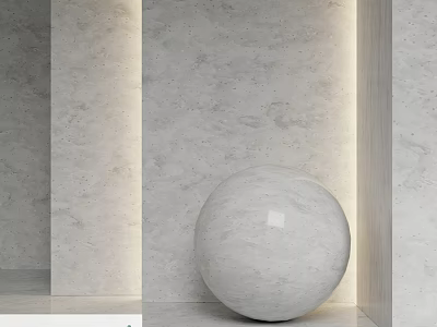 Minimalist Modern Marble Sphere Structure With White Marble Walls And Soft Lighting 3d model