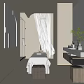 Serene SPA Sauna Interior With Massage Bed White Curtains And Soft Lighting