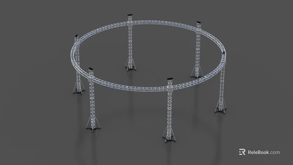 Commercial Equipment Circular Truss System with Metal Frame and Supporting Pillars 3d model 