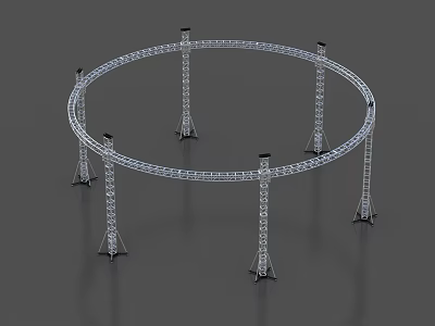 Commercial Equipment Circular Truss System with Metal Frame and Supporting Pillars 3d model