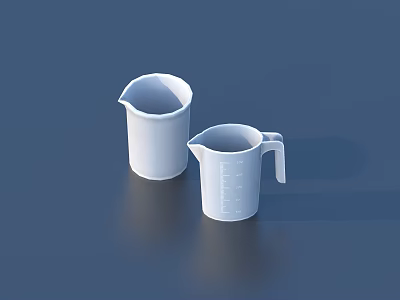 Two White Graduated Measuring Cups On Dark Background For Daily Household Use 3d model