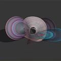 Modern Abstract Colorful Curved Lines Artwork With Blue Pink Spiral Structure