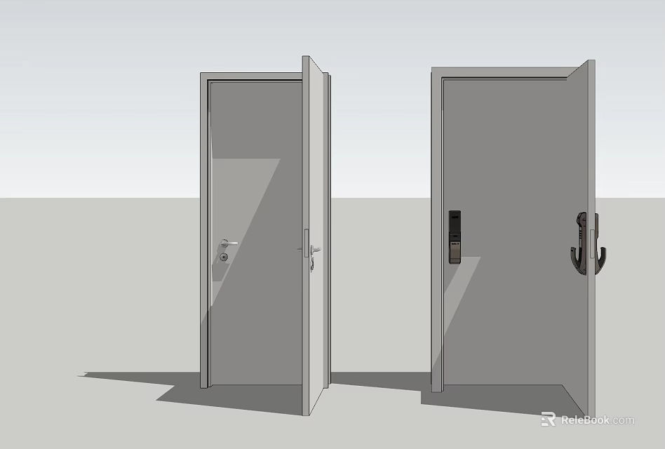 Modern Security Door With Sturdy Steel Structure And Secure Lock Design 3d model 