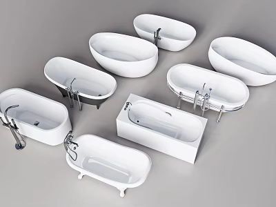 Various Modern And Classic Bathtub Designs With Different Shapes And Styles 3d model