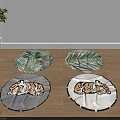 Round Rugs with Leaf and Tiger Patterns for Indoor Floor Decor 3d model