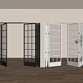 Modern Interior Doors With Black And White Frames And Glass Panes 3d model