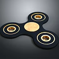 Black And Gold Modern Floor Lamp With Three Leaf Base And Golden Center Disc
