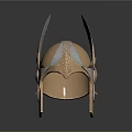 Mythical Style Bronze Metal Helmet With Winged Decorative Details And Vintage Design