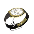 Patek Philippe Luxury Watch With Gold Case Black Leather Strap White Dial And Moon Phase Functions