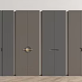 Minimalist Gray Wooden Doors with Various Handle Designs and Smooth Surfaces in Modern Interior