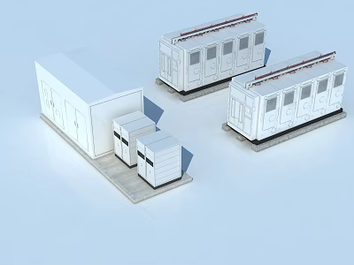Modular Architectural Building Components With White Exteriors Doors And Windows 3d model