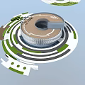 Square Landscape With Multiple Circular Designs Green Elements And Colorful Layouts 3d model