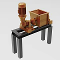Industrial Mechanical Equipment With Golden Motor And Square Processing Unit On Black Stand