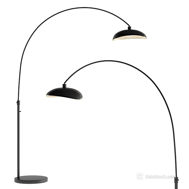 Black Curved Arc Floor Lamps With Dome Shades For Home Decor 3d model 