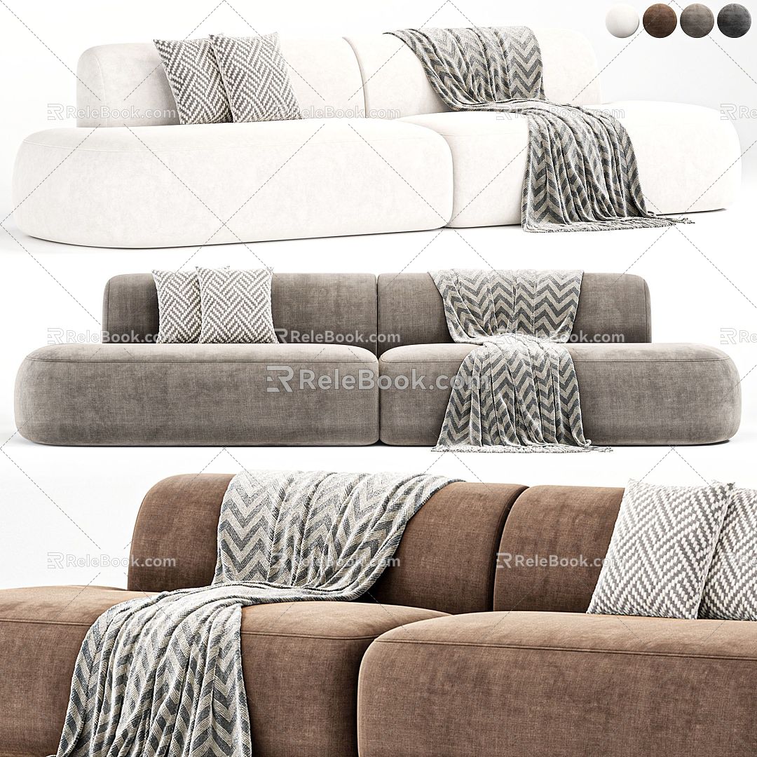 Casual Sofa Combination Casual Sofa Living Room Sofa Multi-person Sofa Pillow Pillow Home Furniture Simple Blanket 3d model