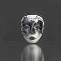 Artistic Black And White Ink Painting Style Mask With Mountain Pattern And Facial Features