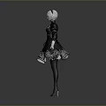 Game Anime Character With Silver Short Hair In Black Gothic Outfit And Long Boots