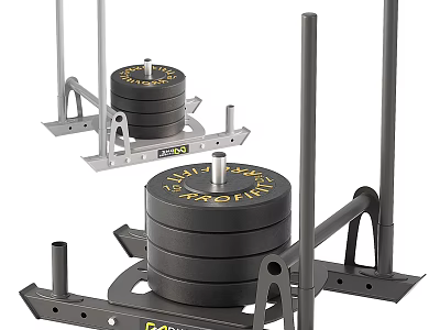 Black Barbell Weight Plates On Heavy Duty Metal Storage Rack 3d model