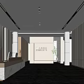 Modern Front Desk Reception Area With White Counter Bright Lighting And Elegant Columns