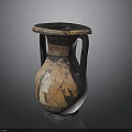 Ancient Style Sculpted Vase With Intricate Figural And Horse Relief Carvings