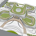 Modern Large scale Architectural Design With Central Circular Green Spaces And Connecting Pathways 3d model