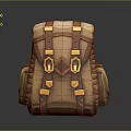 Stylish Leather Backpack With Brown And Yellow Design Metal Buckles And Multiple Utility Pockets