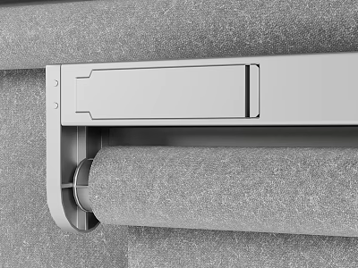 Gray Venetian Blinds Roller Structure Detail With Fabric Material And Control Mechanism For Home 3d model