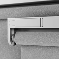 Gray Venetian Blinds Roller Structure Detail With Fabric Material And Control Mechanism For Home