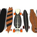 Different Designed Skateboards As Sports Equipment With Unique Patterns And Styles