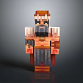 Barbarian Warrior Character In Pixel Art Style With Helmet Fur Armor And