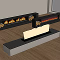 Modern Fireplace Various Styles With Realistic Flames On Wooden Floor Setting