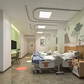 Cheerful Pediatric Hospital Room With Cartoon Decor Medical Beds And Toy Cabinet