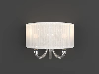 Elegant White Fabric Wall Sconce With Vertical Stripes And Silver Metal Base 3d model