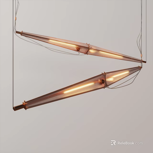 Modern Geometric Pendant Lights With Triangular Metal Frame And Warm Glow For Interior Decor 3d model 