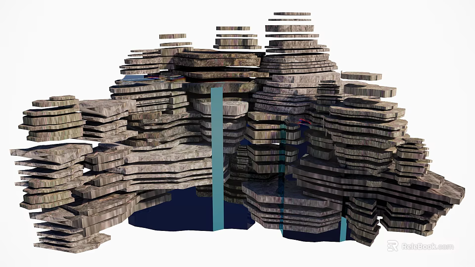 Natural Stacked Rockery Stones For Beautiful Garden Landscape Decoration 3d model 