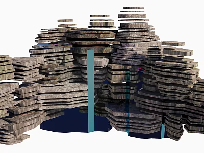 Natural Stacked Rockery Stones For Beautiful Garden Landscape Decoration 3d model
