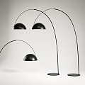 Modern Black Floor Lamps with Arched Design Rounded Shades and Circular Base