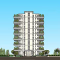 Modern High Rise Apartment Building With Balconies Greenery And Glass Facade Surrounded By Trees